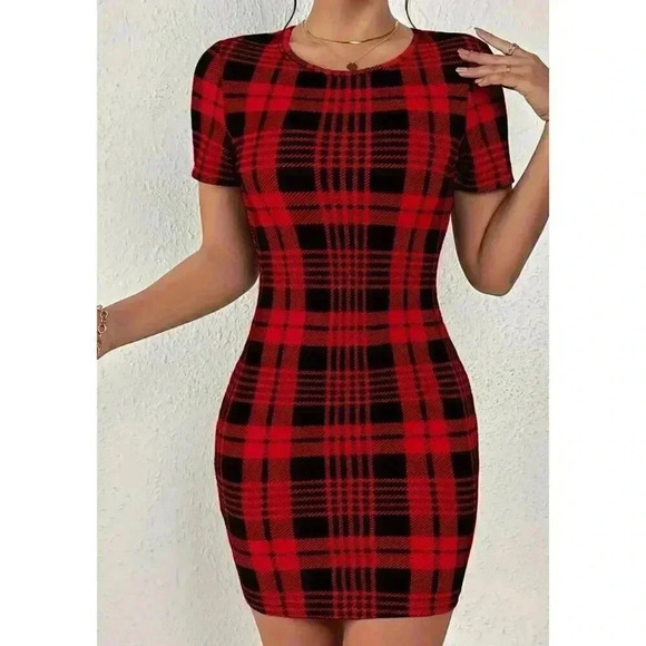 Plaid Short Sleeve Dress Size 4 - Picture 1 of 2